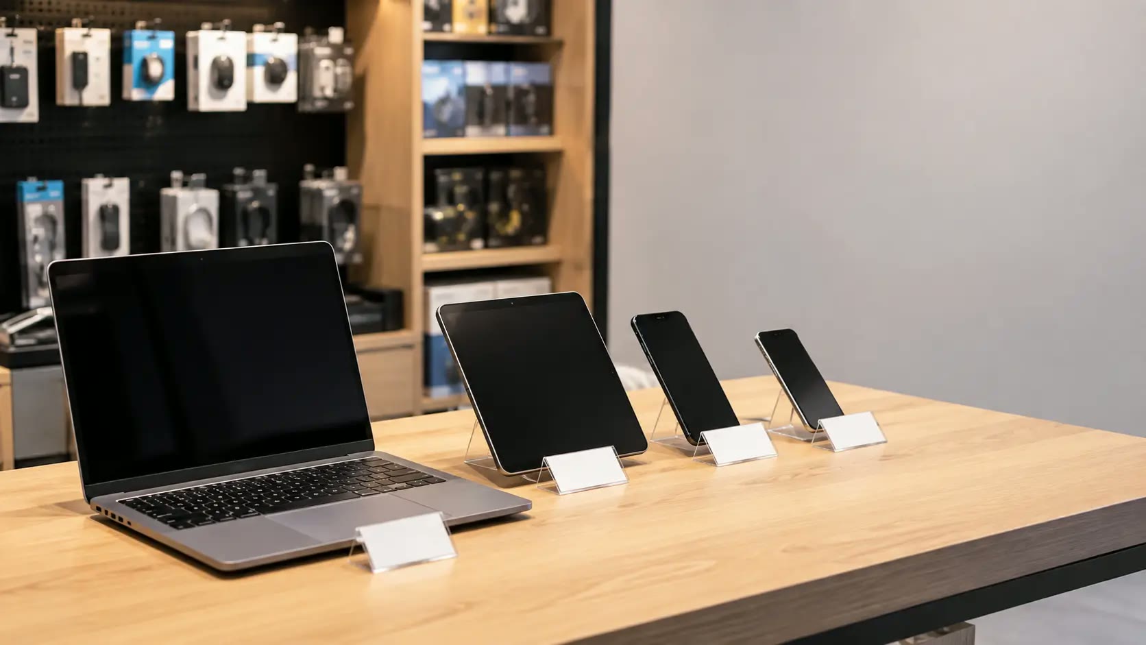 Ordenadores, tablets y móviles de segunda mano expuestos en tienda de Granollers